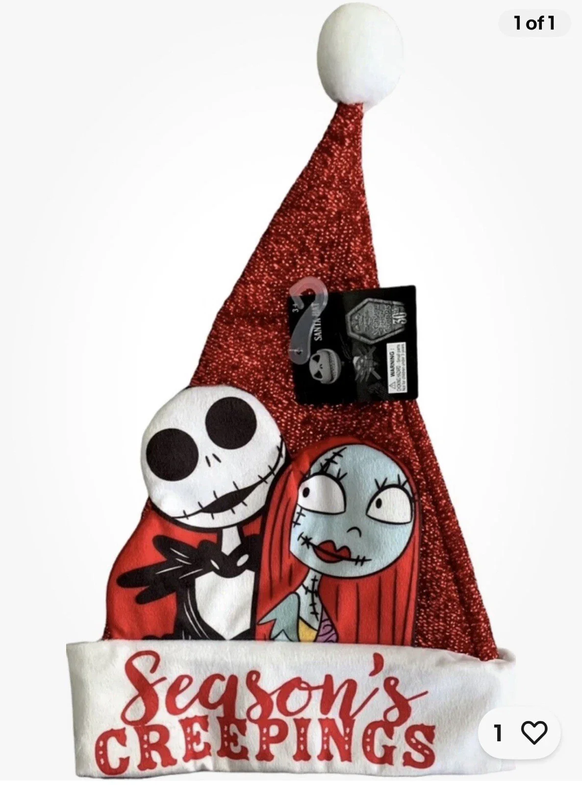 NPC Jack Skellington & Sally Santa Hat- Season's Creepings and Frightfully Festive- 17inch - Image 4