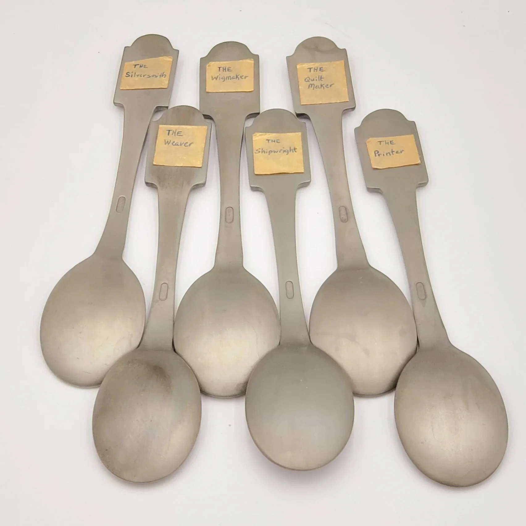 The Craftsmen of America Spoon Collection-Issued in limited edition by The Franklin Mint in 1977-Pewter Spoons- Come with Display Shelf - Image 11