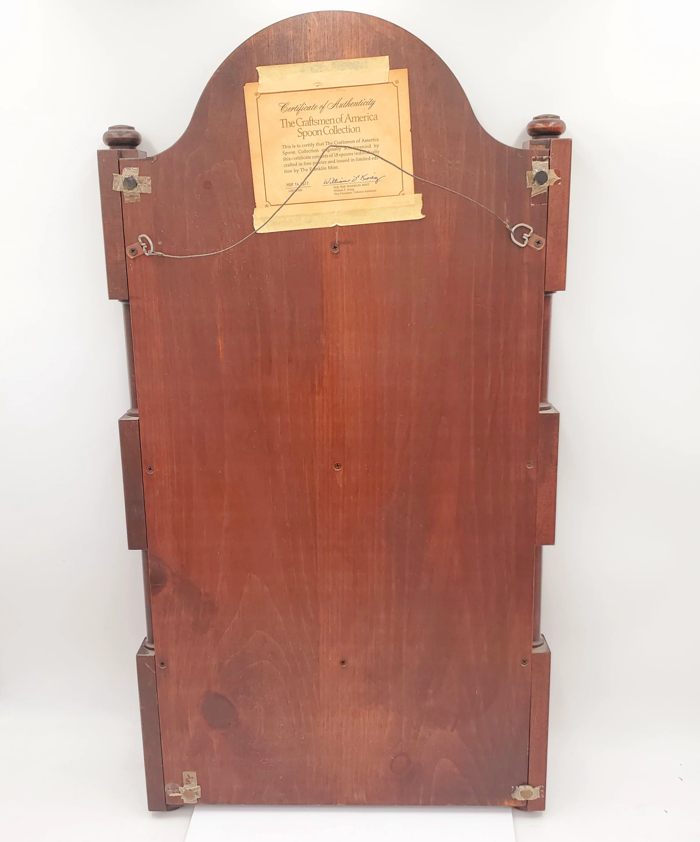 The Craftsmen of America Spoon Collection-Issued in limited edition by The Franklin Mint in 1977-Pewter Spoons- Come with Display Shelf - Image 4