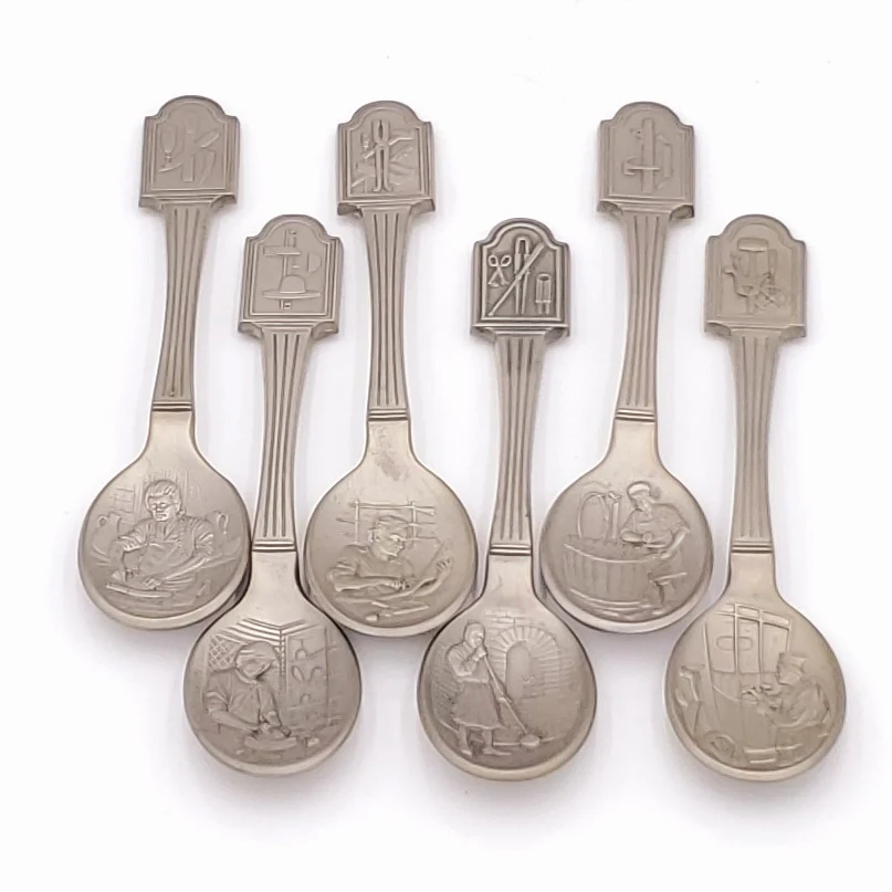 The Craftsmen of America Spoon Collection-Issued in limited edition by The Franklin Mint in 1977-Pewter Spoons- Come with Display Shelf - Image 8