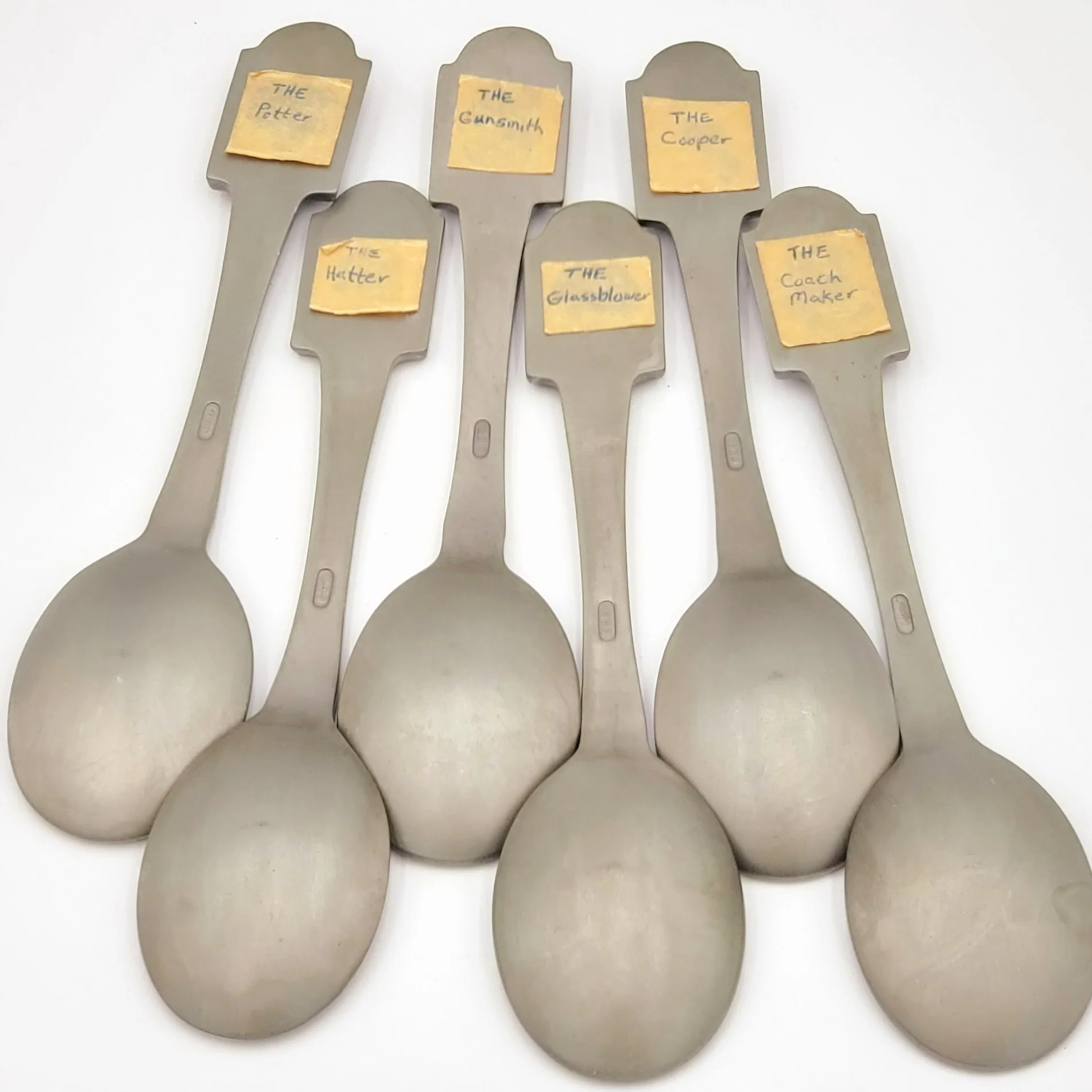 The Craftsmen of America Spoon Collection-Issued in limited edition by The Franklin Mint in 1977-Pewter Spoons- Come with Display Shelf - Image 9