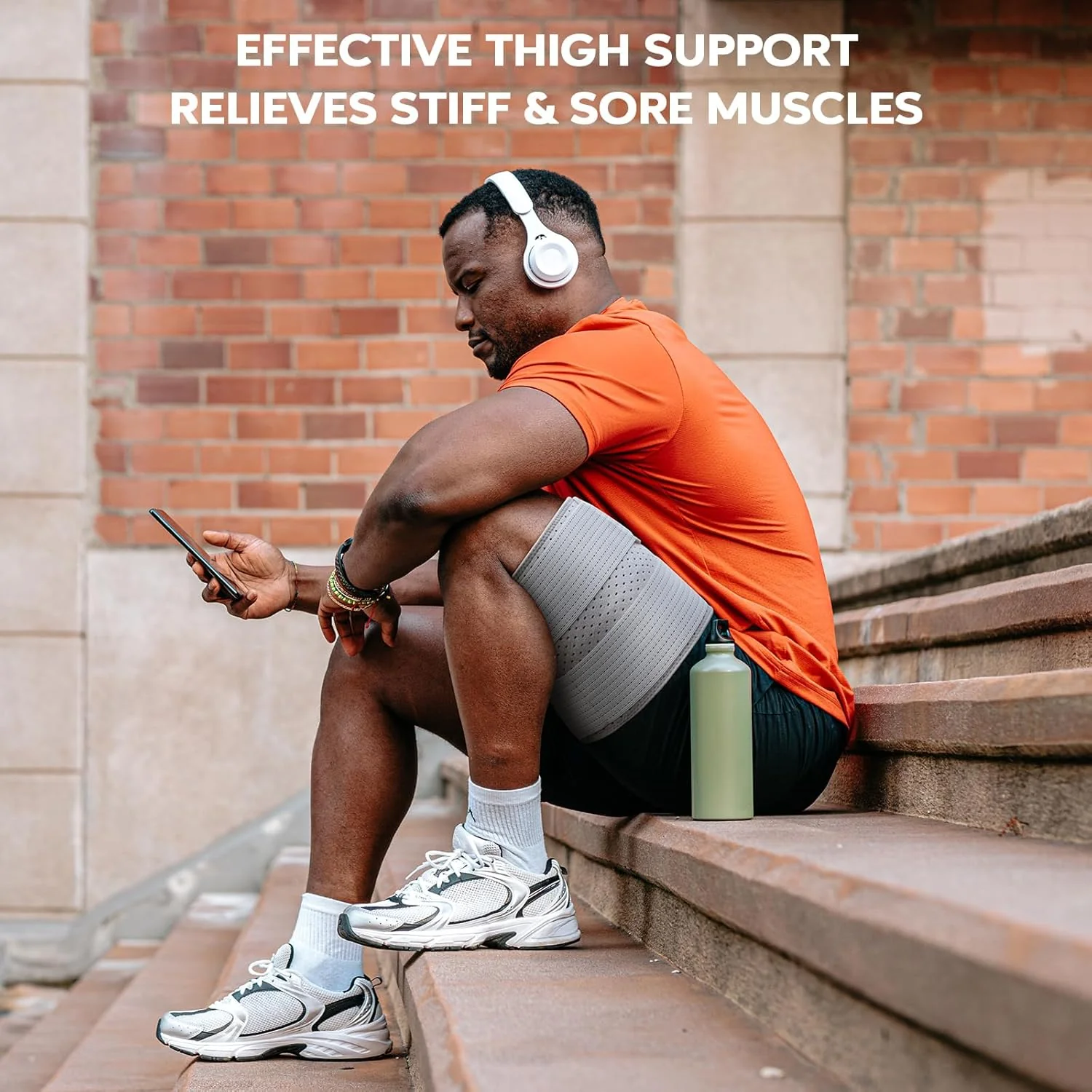 Thigh & Hamstring Compression Sleeve for Women & Men,Thigh Brace Support with Secondary Compression of Straps,Adjustable Hamstring Compression Wrap,Thigh Wrap for Pulled Groin (1, Gray, Large) - Image 3